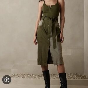 Banana Republic Two-Tone Green and Tan Midi Skirt